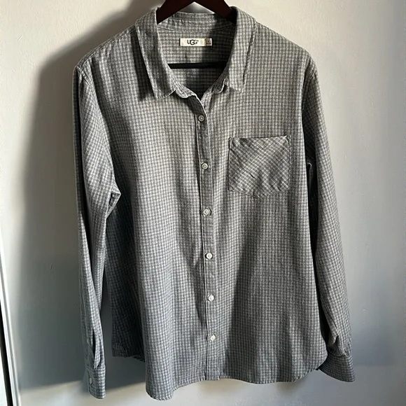 UGG Men’s Brushed Flannel Plaid Checked Long Sleeve Button Down Shirt - Picture 12 of 12
